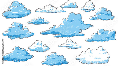 Clouds and Clouds with the Word "Clouds" - Sky Background Image