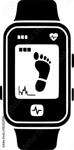 Sleek Digital Pedometer Icon Fitness Tracker, Step Counter, Activity Monitor, Health Gadget, Exercise Device
