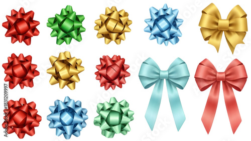 set of bows isolated on transparent background 