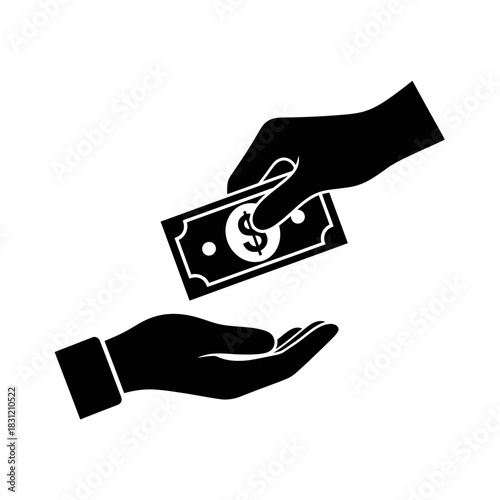 Handing over money, financial transaction, payment exchange, monetary transfer.
