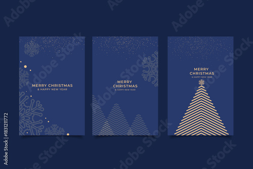 merry Christmas Cards with Gold Decorations merry christmas greeting card template design