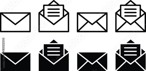 illustration, graphic, four, mail, background., solid, representing, symbol, stationery, other, digital, versions, vector, closed, icon, miscellaneous, icons, collection, receive, email, [converted], 