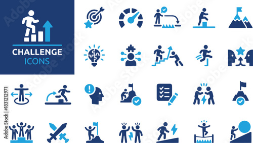challenge, icons, success, goal, achievement, victory, competition, effort, strategy, teamwork, leadership, motivation, progress, growth, climb, mountain, target, idea, puzzle, solution, journey, obst