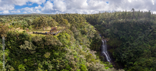 Aerial view of Alexandra Falls and observation deck, Mauritius