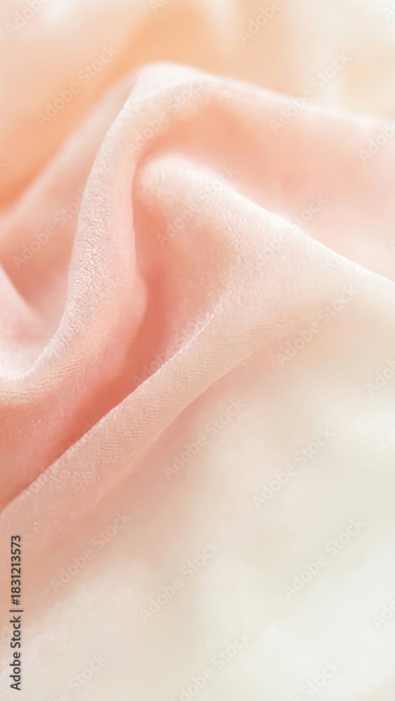Fototapeta premium Soft pink and white fabric folds in gentle flowing texture 