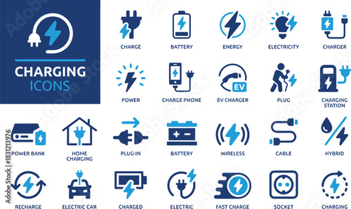 charging, icons, electric car, ev charger, battery, energy, electricity, charger, power, charge phone, plug, charging station, power bank, home charging, plug-in, wireless, cable, hybrid, recharge, ch