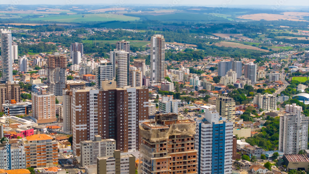 Naklejka premium Ponta Grossa, Paraná, Brasil. Aerial view of Ponta Grossa city. 