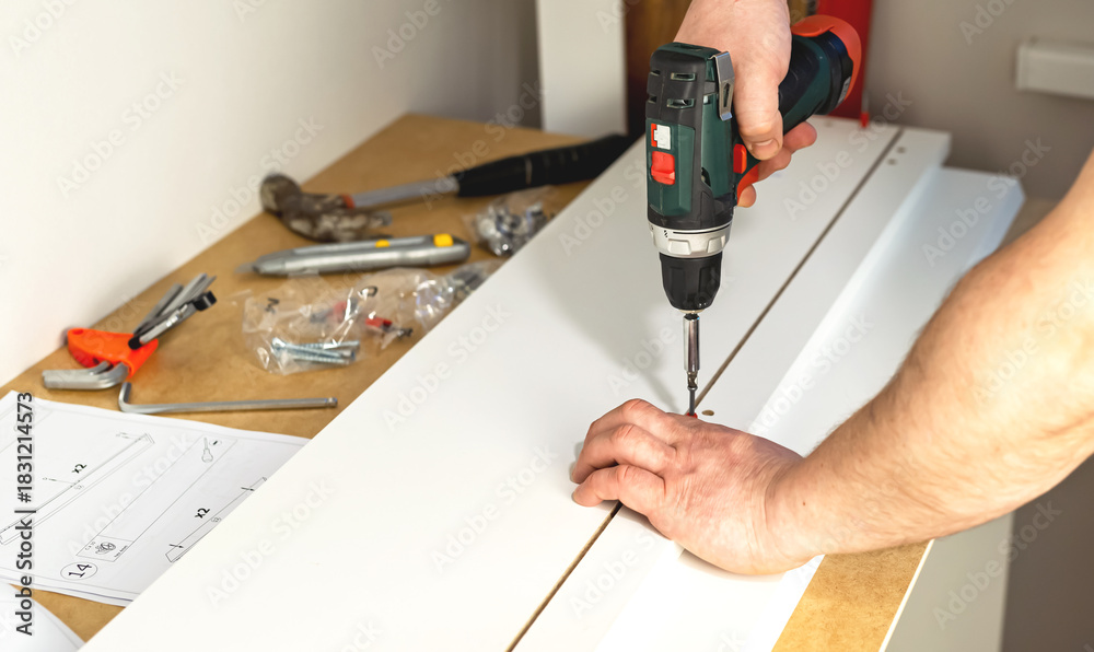 custom made wallpaper toronto digitalThe process of assembling white cabinet furniture using a screwdriver