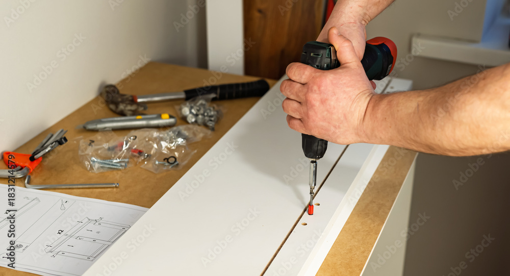 custom made wallpaper toronto digitalThe process of assembling white cabinet furniture using a screwdriver