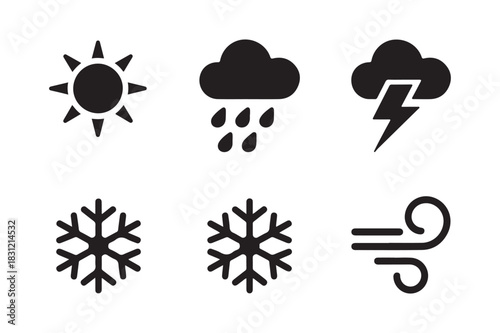 Collection of weather icons representing different conditions