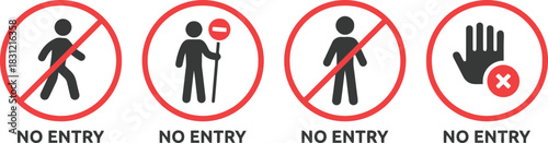 no entry, prohibition, sign, symbol, forbidden, restricted, access, warning, danger, stop, human, person, silhouette, hand, cross, red circle, line, text, graphic, illustration, icon, alert, caution, 