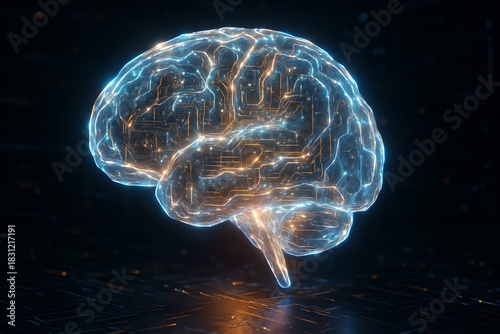 Glowing Digital Brain with Neural Circuit Patterns