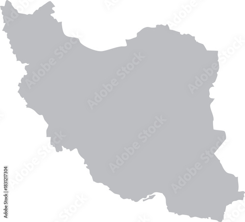 Iran Map Grey Silhouette Editable Vector