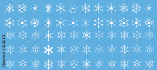 Elevate winter and holiday projects with delicate snowflake patterns on a cool blue background. Perfect for designs needing a touch of winter magic.