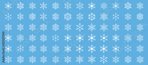 Capture winter's magic with this snowflake pattern on blue. Ideal for holiday cards, seasonal promotions, and winter-themed designs with a frosty touch.