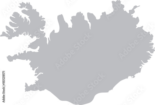 Iceland Map Grey Silhouette Editable Vector