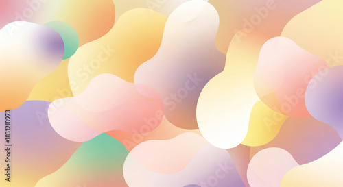 Abstract Seamless Background of Soft Pastel Gradient Blobs
A modern, seamless abstract background composed of overlapping, irregular, and soft-edged organic shapes (blobs)