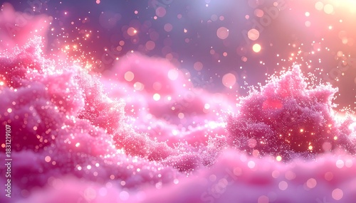 Pink Fairy Dust Bokeh Lights. Blurred Glitter Bokeh Confetti Lights Background