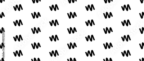 Playful wavy zigzag pattern in black on white background. Doodle lines create abstract geometric rhythm. Vector illustration on an isolated background.