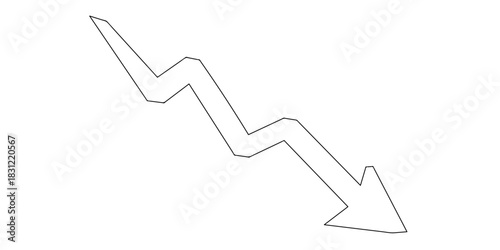 Downward graph in one continuous line Vector illustration, One line art, Line art graphic style Editable stroke.