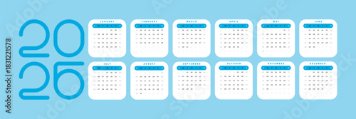 Clean Minimalist Calendar 2026 Blue color
