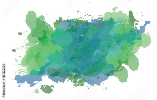 Abstract hand drawn colorful watercolor stain with paint splashes. Artistic original creative background