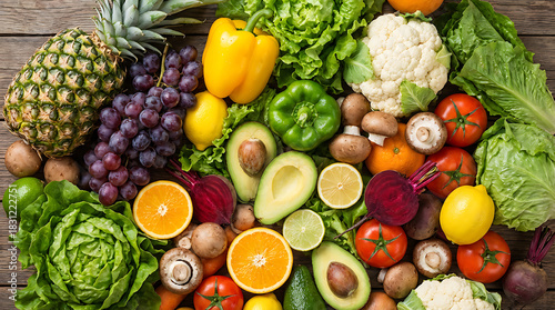 Wallpaper Mural Variety of fresh organic vegetables and fruits arrangement Torontodigital.ca