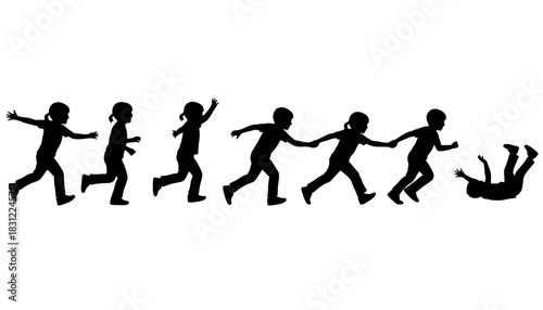 Kids Playing Dynamic Silhouette