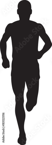 Dynamic male runner silhouette exercising with speed and energy