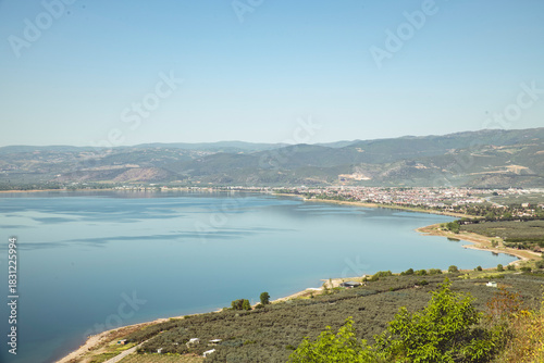 Fototapeta Naklejka Na Ścianę i Meble -  Top view of Iznik and Iznik Lake in Türkiye 2025