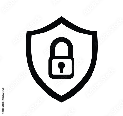 Simple black and white vector icon of an open lock for security and access
