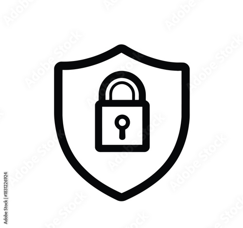 Simple black and white vector icon of an open lock for security and access concepts
