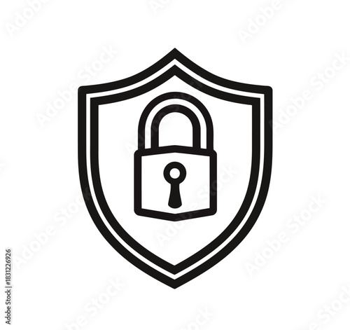 Simple black and white vector icon of an open lock for security and access concepts