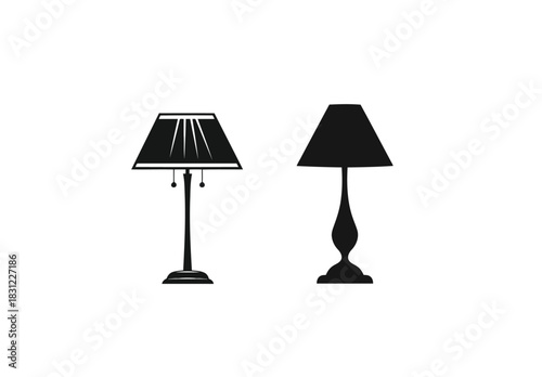 Modern logo design featuring simple geometric desk lamp shapes for a global brand