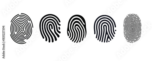 Collection of diverse fingerprint graphics for security and identification concepts