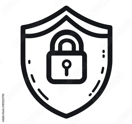 Simple black and white vector icon of an open lock for security and access concepts