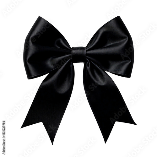Isolated black satin ribbon bow for gift decoration