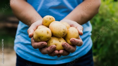 Freshly harvested potatoes in hands ready to cook organic food healthy eating farm to table produce 4k video