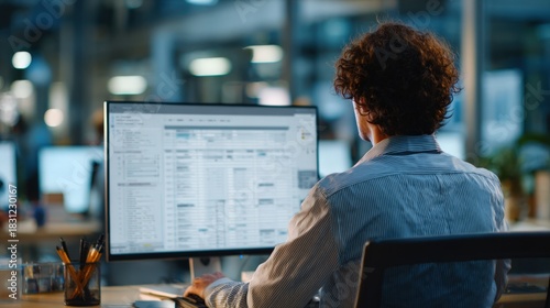 Medium shot of a professional reviewing autosaved incident reports on a computer screen for timely documentation