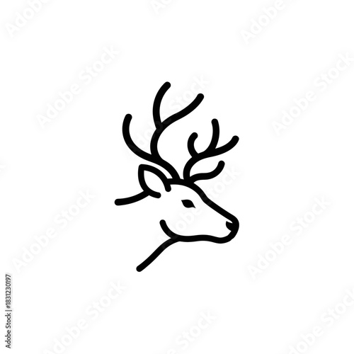 Minimalist black reindeer head profile icon design