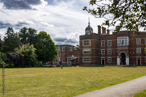 Photography Charlton House facade in south London as seen from the gardens.