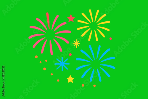 Vibrant fireworks erupt against a green‑screen backdrop, celebrating New Year, Independence Day, and other festivals