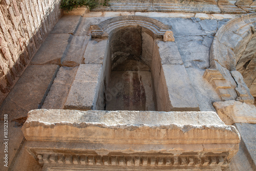 Fototapeta Naklejka Na Ścianę i Meble -  Iznik Castle gate, walls and water channel in Türkiye 2025 