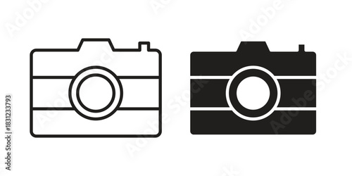 Camera icon. vector symbol logo illustration line editable stroke flat design style isolated on white