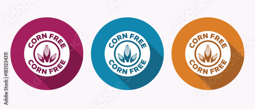 Corn free symbol three colorful circles product information nutrition food logo label