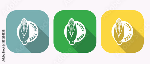 Corn free symbol three colorful squares product information nutrition food sticker