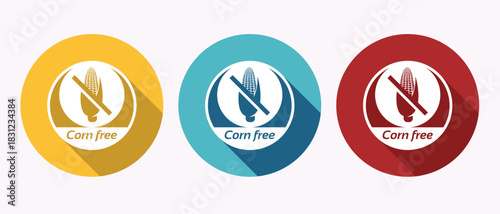 Corn free symbol three colorful circles product information nutrition food forbidden