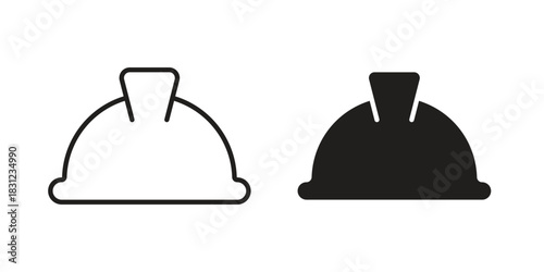 Construction safety helmet icon. vector symbol logo illustration line editable stroke flat design style isolated on white