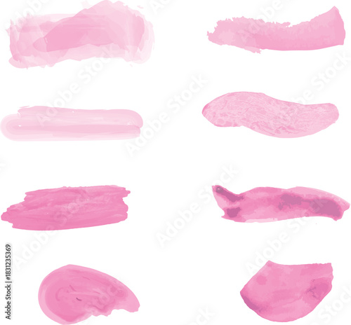 Pink Watercolor Brush Strokes Set
