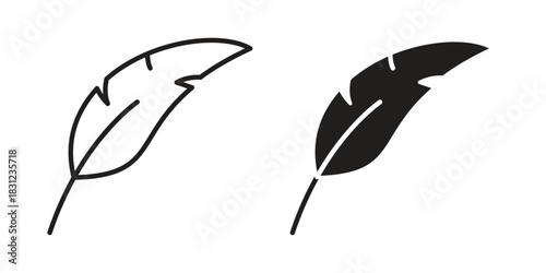 Feather icon. vector symbol logo illustration line editable stroke flat design style isolated on white